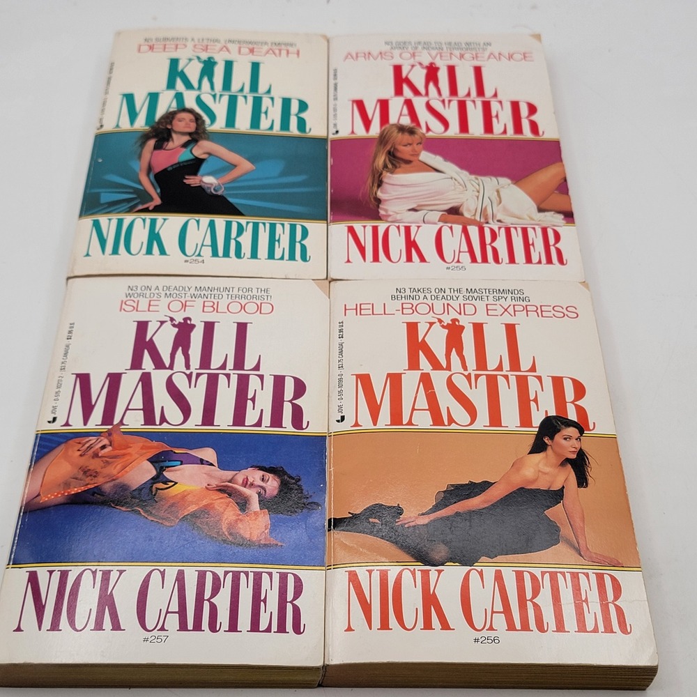 Nick Carter Killmaster Paperback Lot 254-257 Spy Thriller Action Novels Good